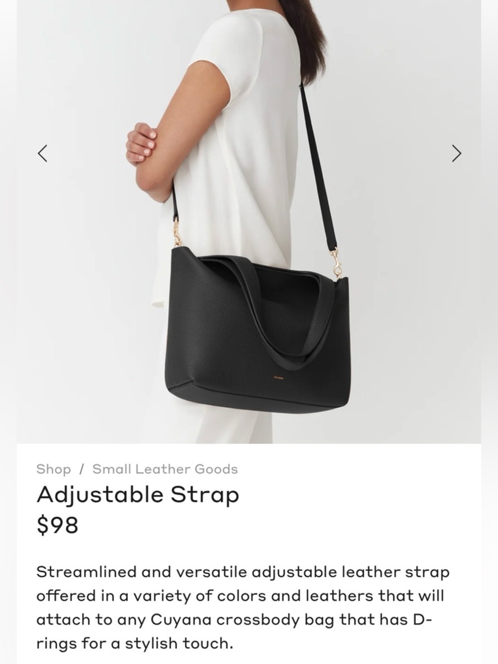 Like new - Cuyana Easy Zip Small Black Leather Tote with Gold Hardware - Picture 3 of 7